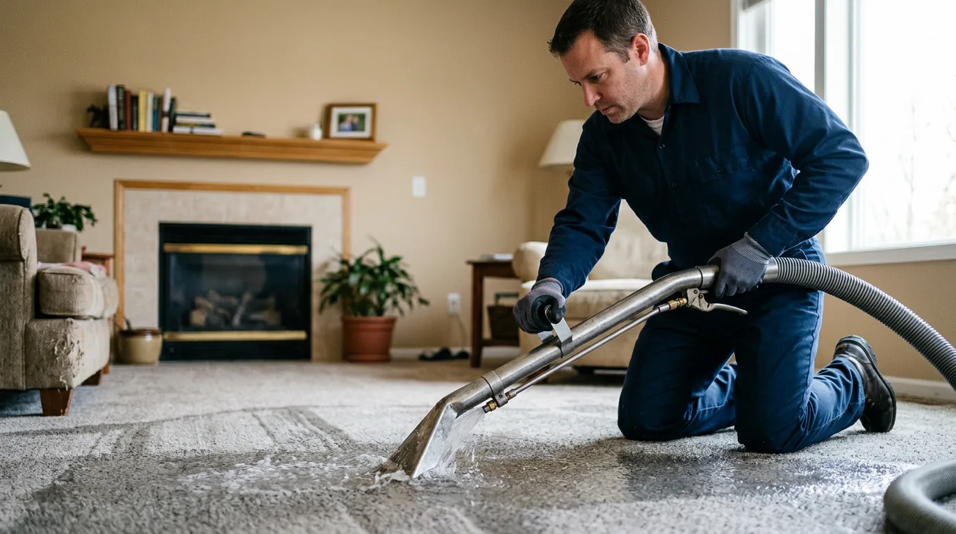 Water damage restoration technician working near Arona, PA
